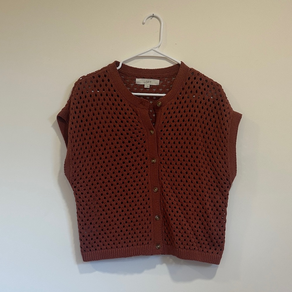 LOFT Women's Rust Cardigan Vest